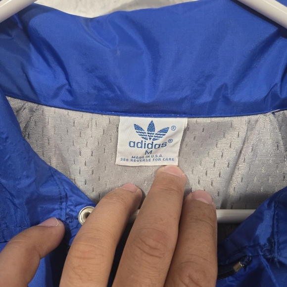 Vtg Adidas USA Made Blue Reflective Nylon Running Jacket Sz M Goretex? Rain - Picture 3 of 9